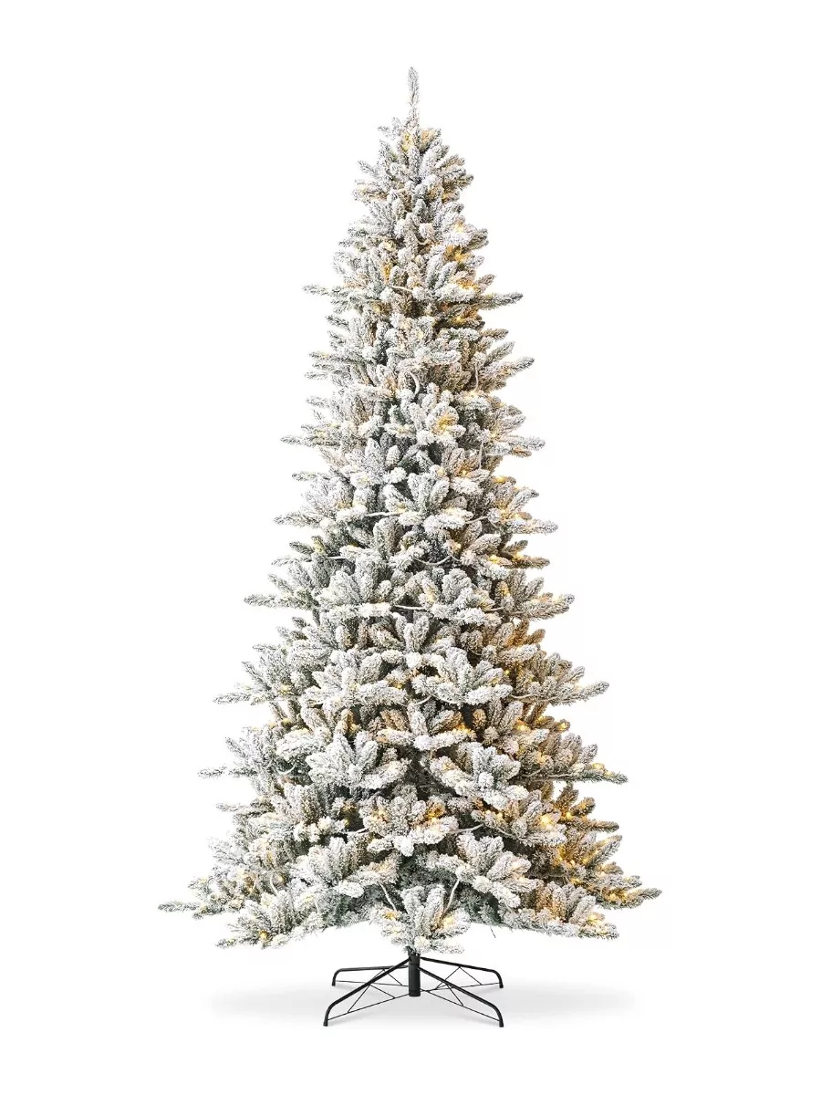 10ft Pre-Lit Flocked Fir Artificial Christmas Tree with 750 Warm White Lights