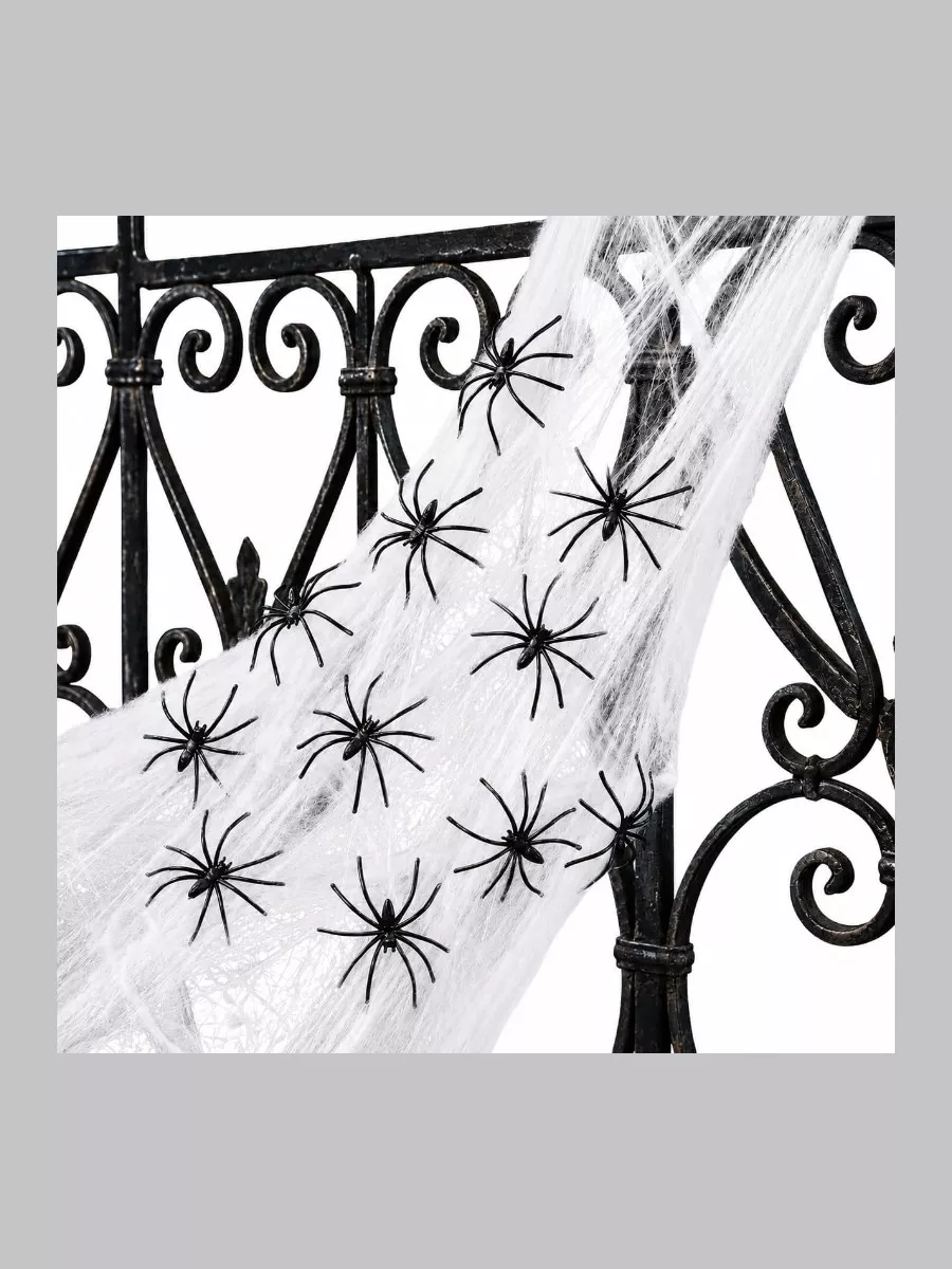 1200 sqft Spider Web Decor with 100 Fake Spiders