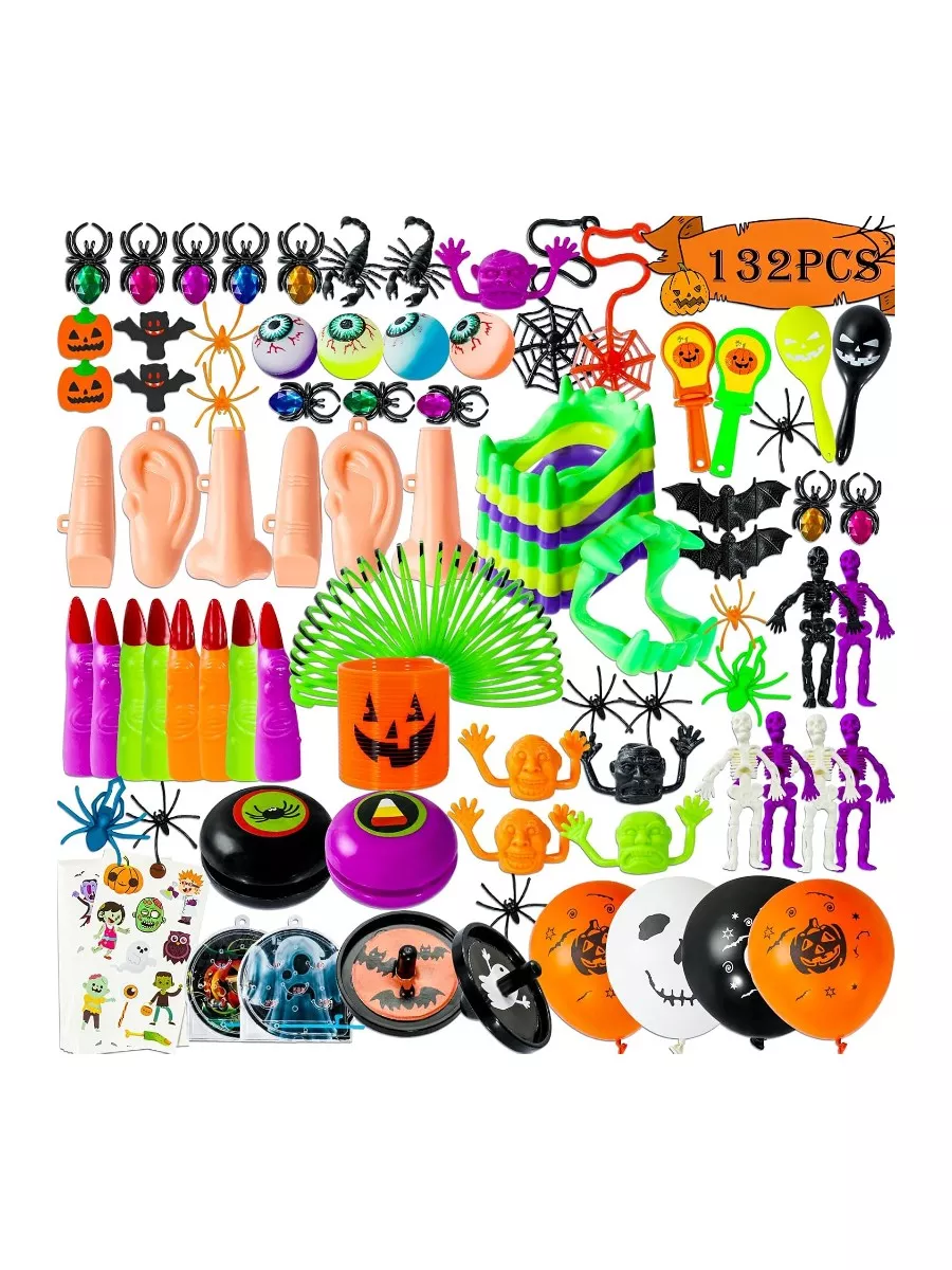132-Piece Halloween Party Toys Assortment for Kids