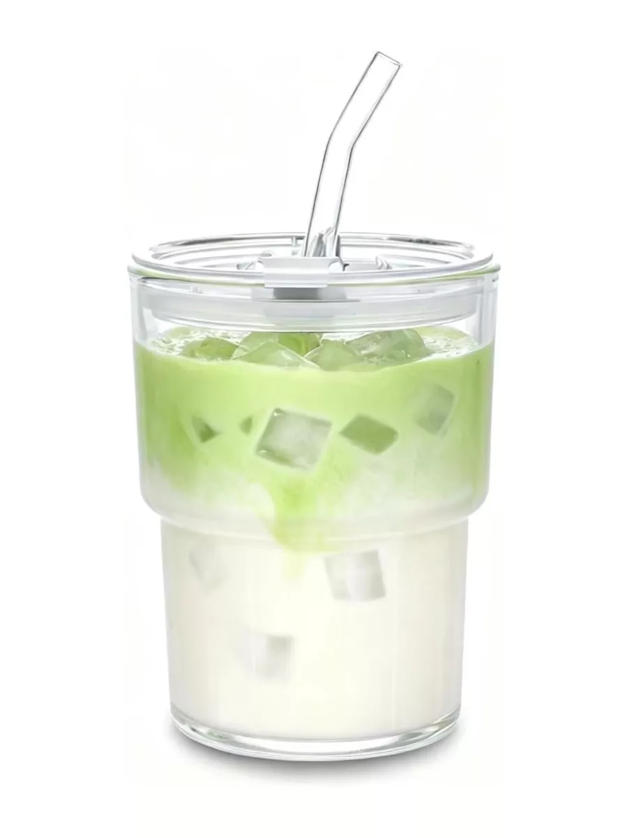 13oz Glass Tumbler with Lid and Straw
