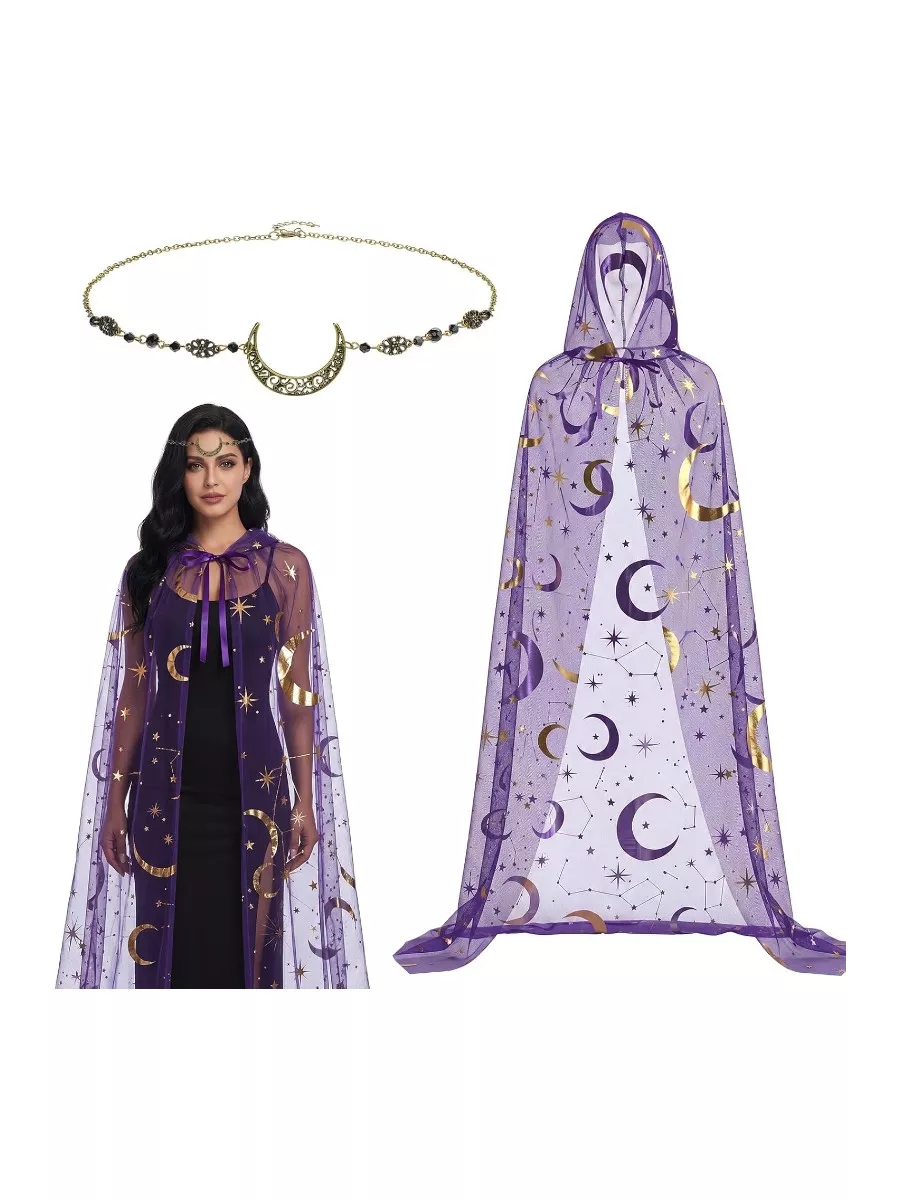 2 Pcs Halloween Women Witch Cape Costume