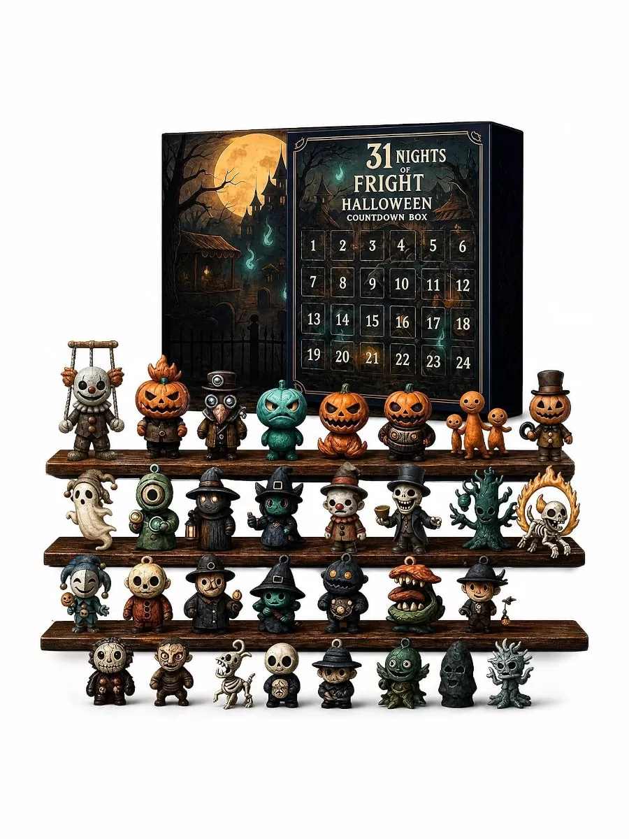 2026 Halloween 24 Days Spooky Countdown Blind Box, 24 Nights of Fright Mini Collectible Figurines, Halloween Desktop Decor Ornament Gift Box (d)