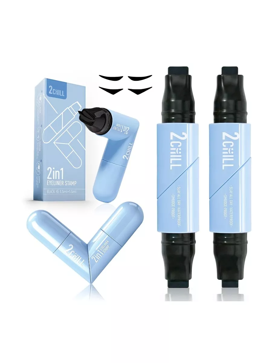 2CHILL 2-Pack Rotating Eyeliner Stamp Pen, Dual-Ended Winged Eyeliner Stamp