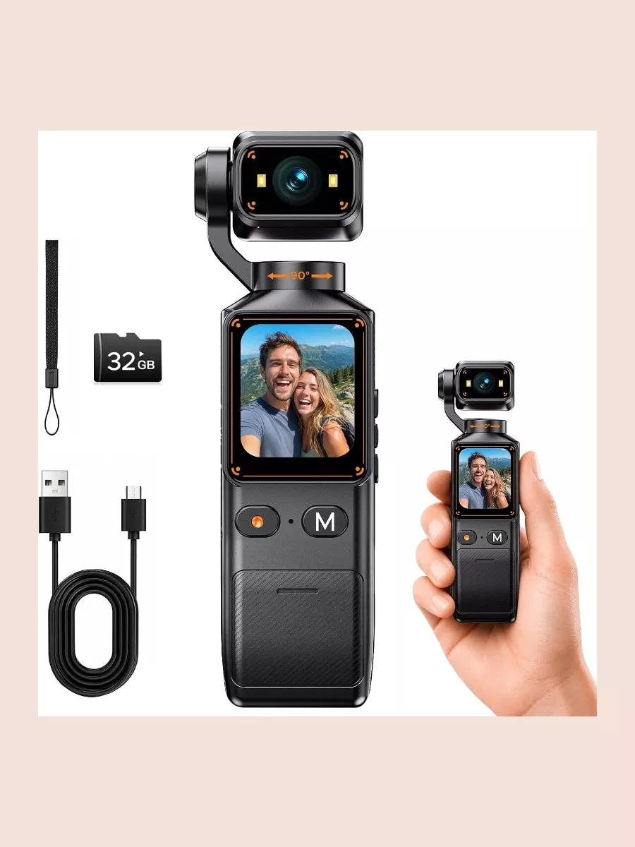 2K Vlogging Camera with 180° Rotating Lens