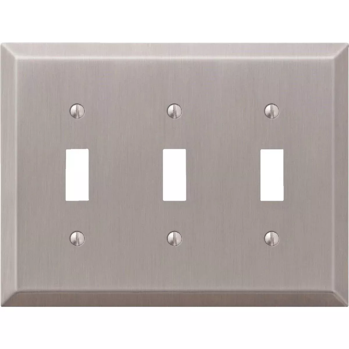Amerelle 163TTTBN 3-Gang Stamped Steel Toggle Switch Wall Plate Brushed Nickel