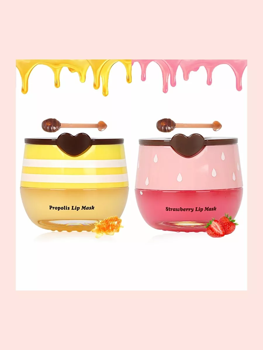 Bee Lip Balm Lip Mask Honey Pot (2-Pack)