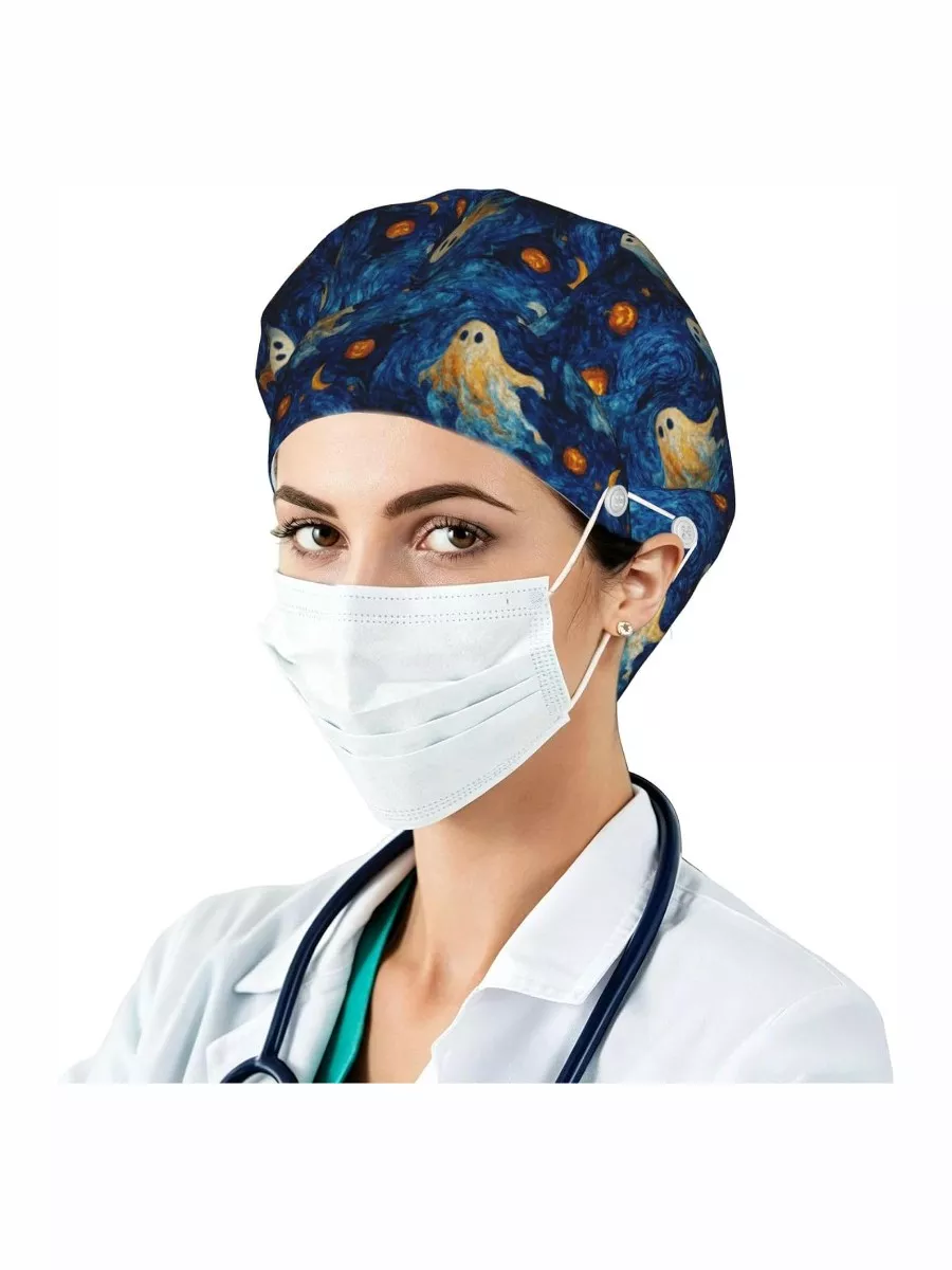 Bouffant Scrub Cap with Button - Unisex