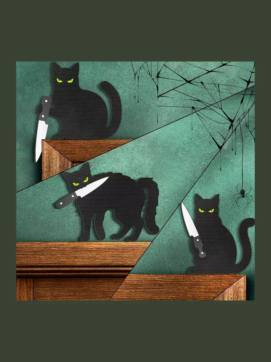 Dripykiaa Scary Black Cat Halloween Wall Decor