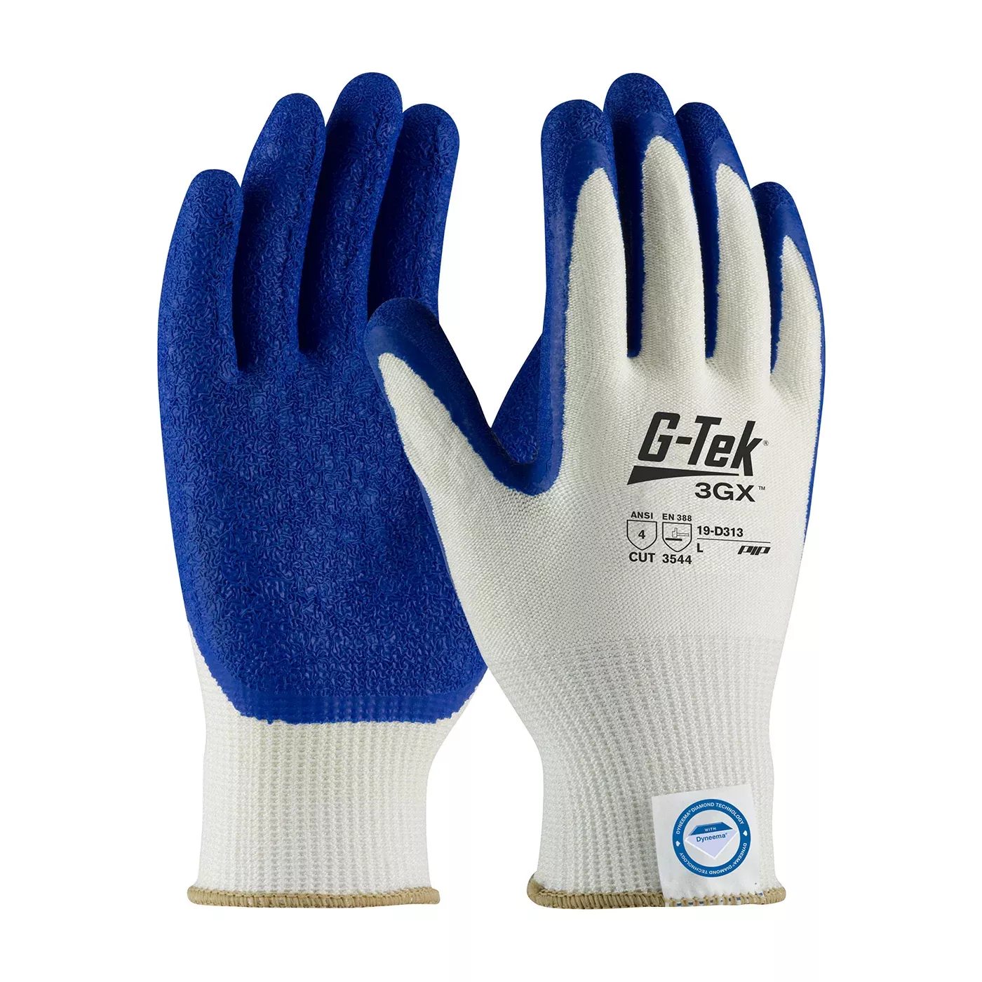 G-Tek 19-D313/S G-Tek 3GX Seamless Knit Dyneema Diamond Glove, Latex Coat on Palm & Fingers