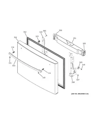 GE WR12X34828 STAINLESS PROFILE FREEZER HAND