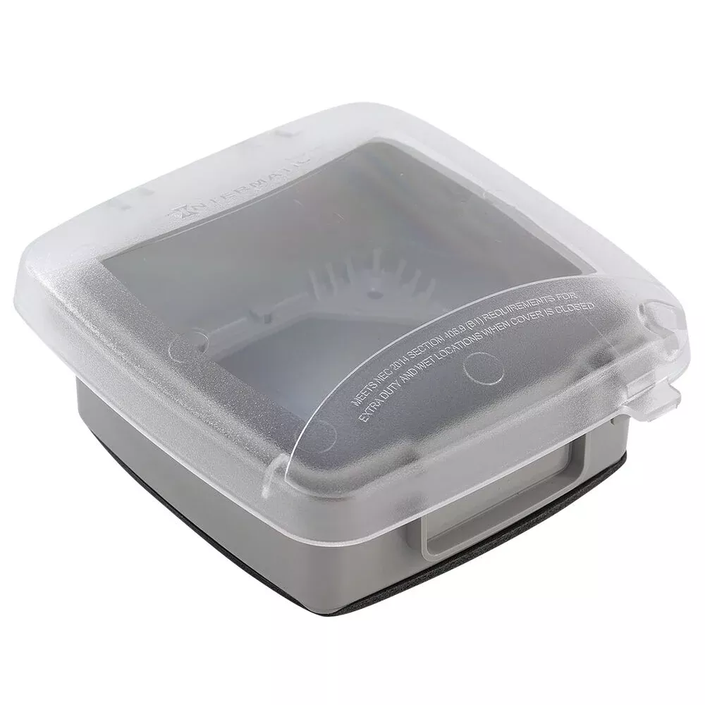 Intermatic WP5220C 2-Gang Vertical Hinge 2-1/4 Inch Extra Duty Clear Plastic Receptacle Cover with Guard Insert