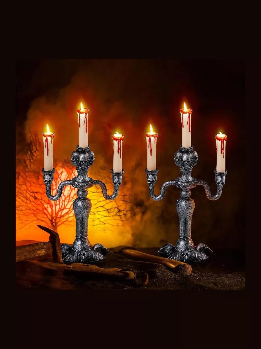 JOYIN Skull Candelabra Halloween LED Flameless Candle Holder