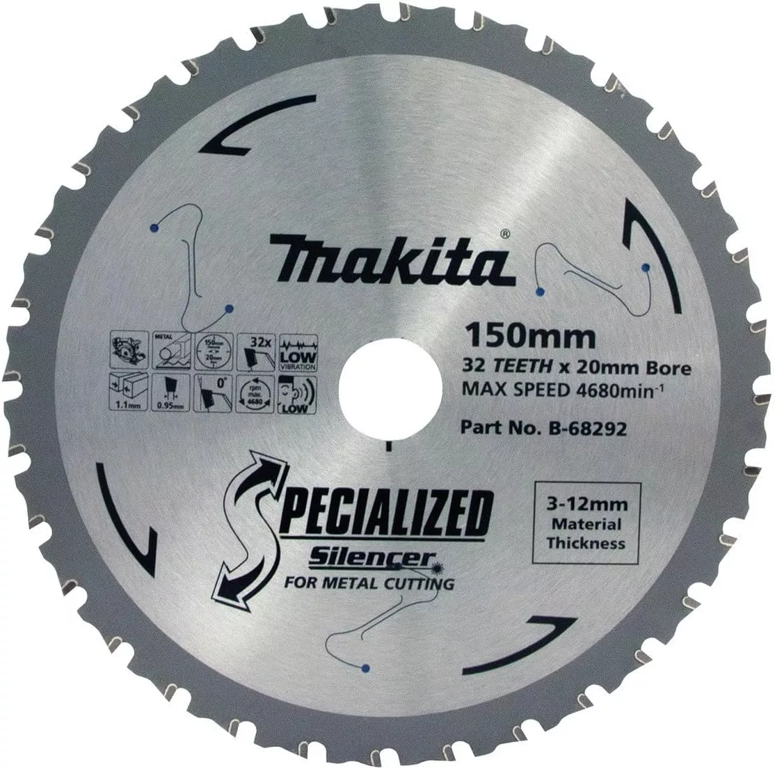 Makita E-02951 5-7/8 32T Carbide-Tipped Saw Blade, Metal/General Purpose
