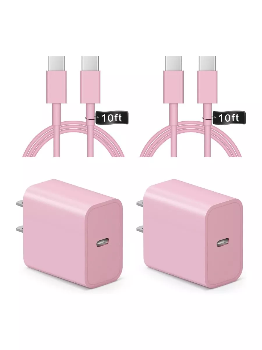 ONXROM 20W PD Fast Wall Charger and USB-C Cable Pink 2-Pack