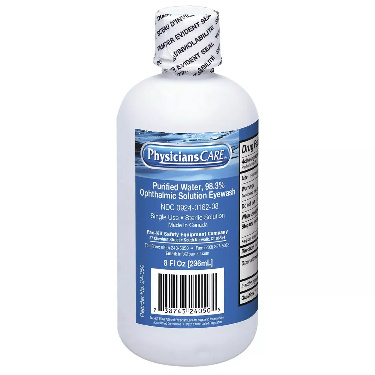 PhysiciansCare 24-050 Eyewash Solution, 8oz Bottle