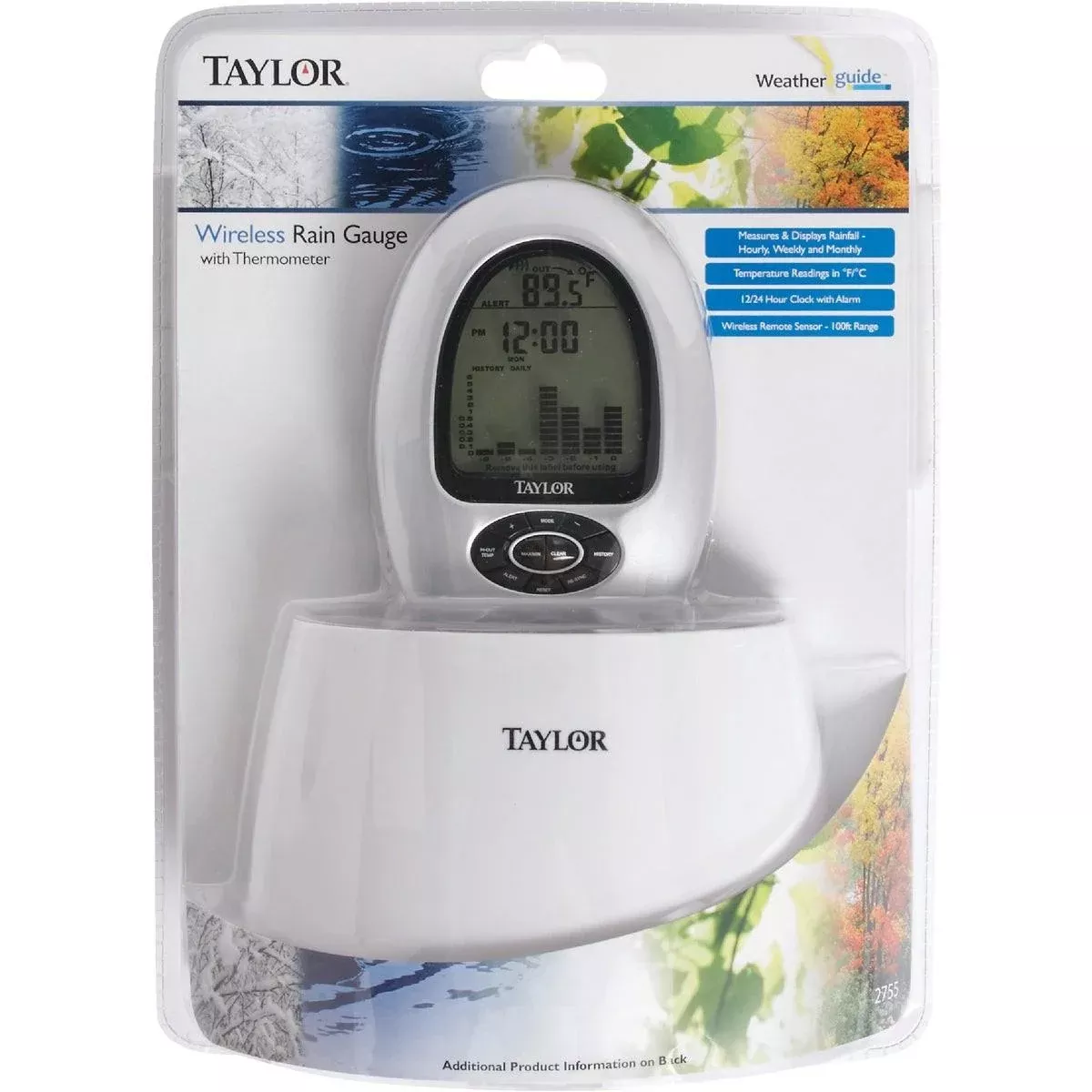 Taylor 2755 Wireless Rain Gauge & Thermometer