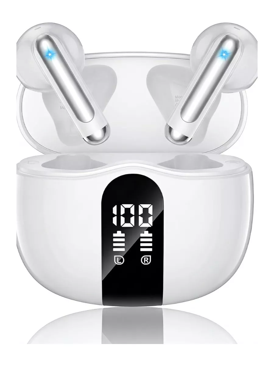 XIAOWTEK S58 Pro Wireless Earbuds with LED Power Display, White